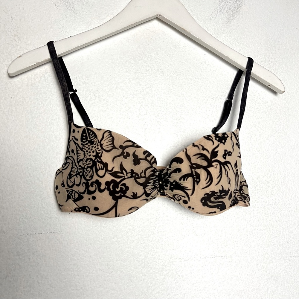 Sarda Andres Sarda Nude Velvet Patterned Underwire Bra Size 34B